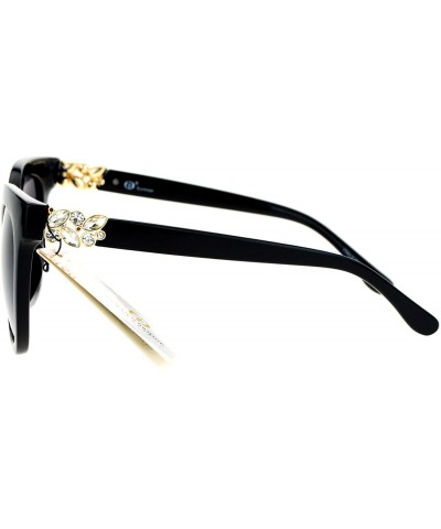 Wayfarer Diva Marble Rhinestone Jewel Horn Rim Horned Sunglasses - Black Smoke - C512DI9BZJ1 $9.56
