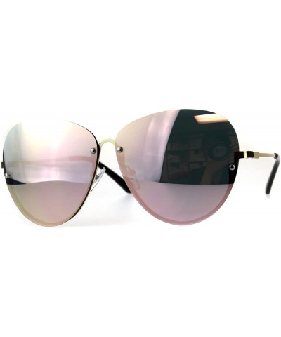 Butterfly Womens Butterfly Oversize Exposed Lens Rimless Fashion Metal Sunglasses - Pink - CM18D9C88CC $23.36