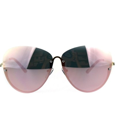 Butterfly Womens Butterfly Oversize Exposed Lens Rimless Fashion Metal Sunglasses - Pink - CM18D9C88CC $15.79