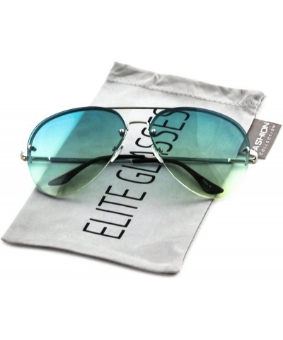 Rimless Gradient Oceanic Lens Oversized Rimless Metal Frame Unisex Aviator Sunglasses - CV17AZW8S3W $11.85