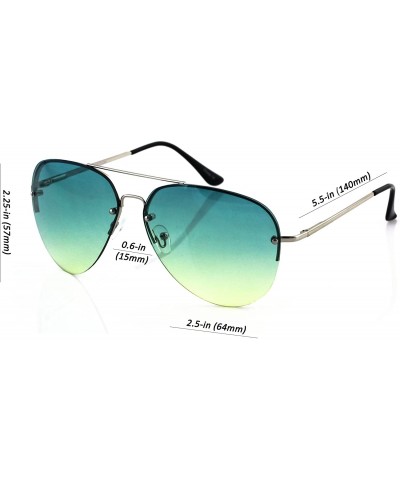 Rimless Gradient Oceanic Lens Oversized Rimless Metal Frame Unisex Aviator Sunglasses - CV17AZW8S3W $11.85