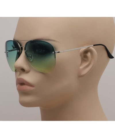 Rimless Gradient Oceanic Lens Oversized Rimless Metal Frame Unisex Aviator Sunglasses - CV17AZW8S3W $11.85