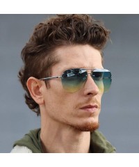 Rimless Gradient Oceanic Lens Oversized Rimless Metal Frame Unisex Aviator Sunglasses - CV17AZW8S3W $11.85