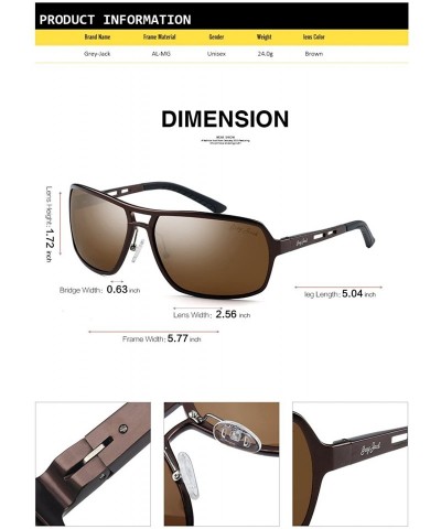 Wrap Polarized Sports Sunglasses Rectangular Al-Mg Alloy Rimmed Frame for Men Women - Brown Frame Brown Lens - CV187IK3IMA $2...