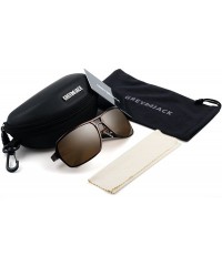 Wrap Polarized Sports Sunglasses Rectangular Al-Mg Alloy Rimmed Frame for Men Women - Brown Frame Brown Lens - CV187IK3IMA $2...