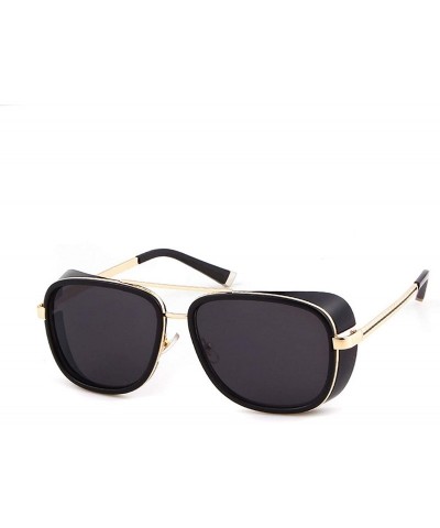 Goggle 2019 Steampunk 3 Sunglasses Men Mirrored Designer Brand Women Glasses Vintage Red Lens Sun UV400 - Black - CR197A2Q3MK...