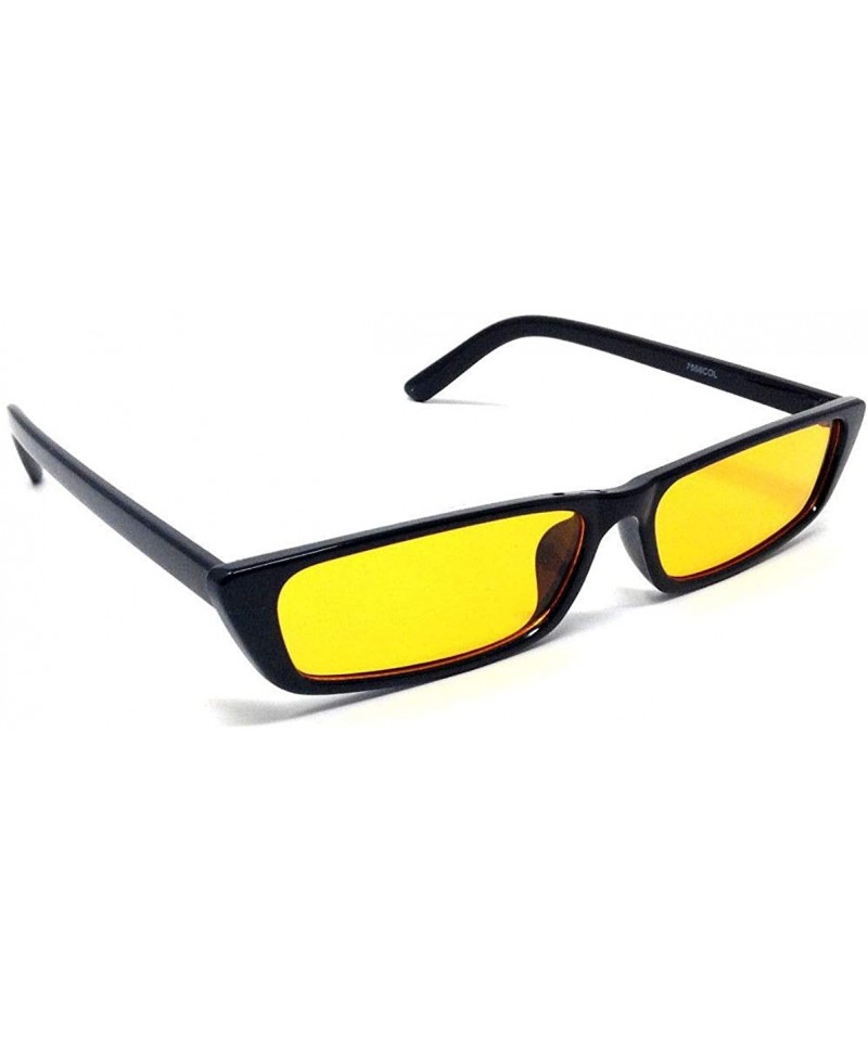 Rectangular Slim Rectangular Minimal Classic Mod Sunglasses - Black Frame - CS18L8XUCK5 $11.14