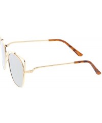 Cat Eye Women's Open Metal Slim Arm Mirrored Square Flat Lens Cat Eye Sunglasses 55mm - Gold / Silver Mirror - C018206DR77 $2...