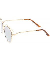 Cat Eye Women's Open Metal Slim Arm Mirrored Square Flat Lens Cat Eye Sunglasses 55mm - Gold / Silver Mirror - C018206DR77 $2...