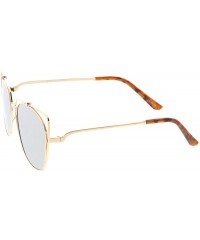 Cat Eye Women's Open Metal Slim Arm Mirrored Square Flat Lens Cat Eye Sunglasses 55mm - Gold / Silver Mirror - C018206DR77 $1...