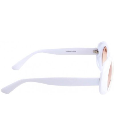 Rimless Vintage Sunglasses Fashion Goggles Shape White Oval Thick Frame Bifocal Reading Glasses Sunglasses for Women - C318YU...