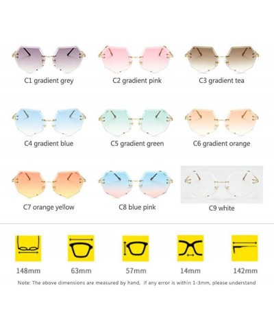 Aviator Unique Oculos De Sol Ladies Eyewear UV400 Metal Frame Brand Designer C9 White - C6 Gradient Orange - CE18YZUSUX0 $9.16