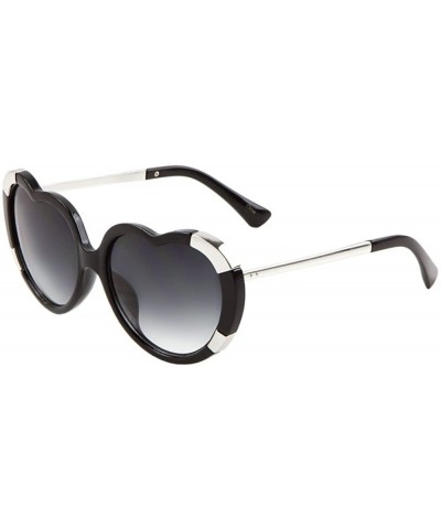 Oversized Thick Bold Oversized Heart Shaped Sunglasses - Black & Silver Frame - C418594DLDC $11.66