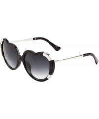Oversized Thick Bold Oversized Heart Shaped Sunglasses - Black & Silver Frame - C418594DLDC $11.66