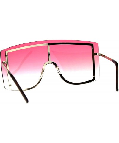 Shield Extra Oversized Shield Robotic Futuristic Gradient Lens Sunglasses - Gold Pink - C018CMMR3X8 $11.56