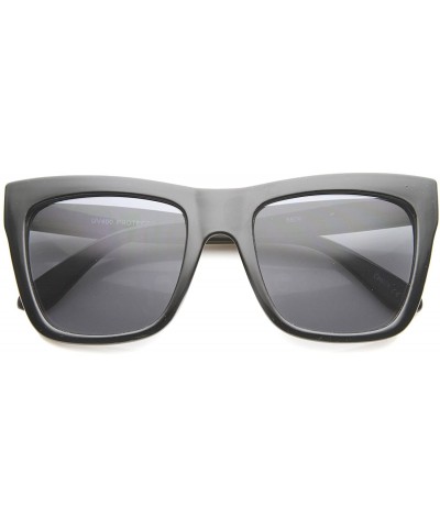 Oversized Bold Flat Top Tinted Lens Oversize Square Sunglasses 54mm - Black / Smoke - CD12H0L9C75 $19.31