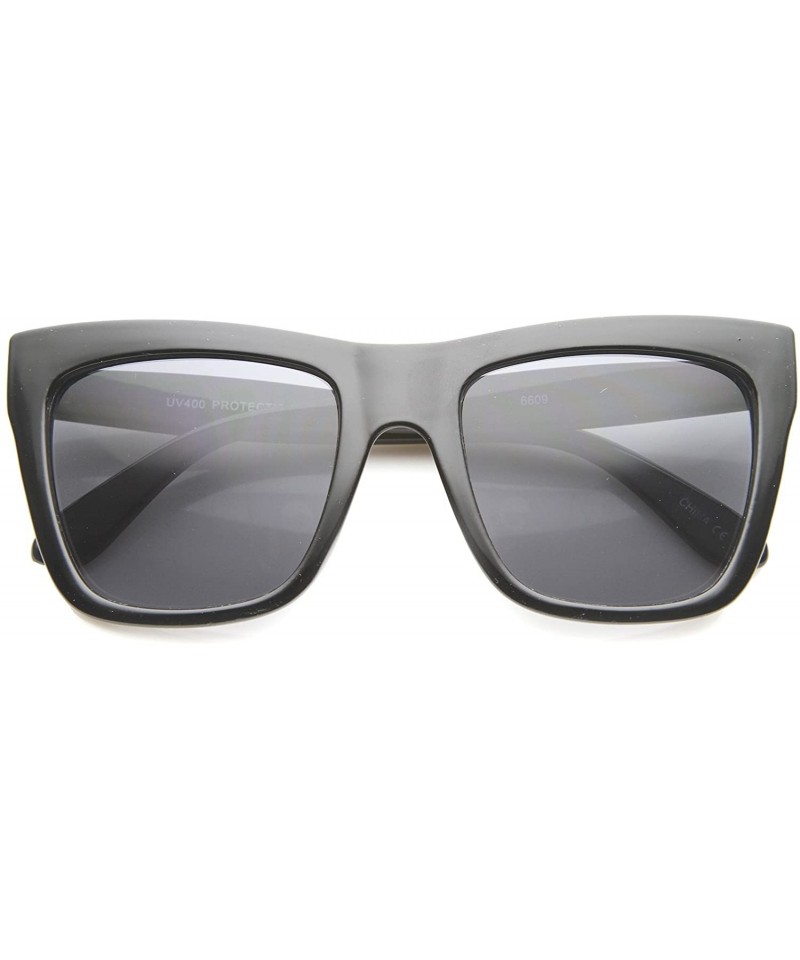 Oversized Bold Flat Top Tinted Lens Oversize Square Sunglasses 54mm - Black / Smoke - CD12H0L9C75 $7.73