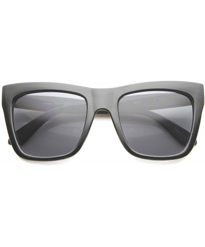 Oversized Bold Flat Top Tinted Lens Oversize Square Sunglasses 54mm - Black / Smoke - CD12H0L9C75 $7.73