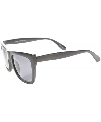 Oversized Bold Flat Top Tinted Lens Oversize Square Sunglasses 54mm - Black / Smoke - CD12H0L9C75 $7.73