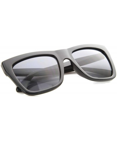 Oversized Bold Flat Top Tinted Lens Oversize Square Sunglasses 54mm - Black / Smoke - CD12H0L9C75 $7.73