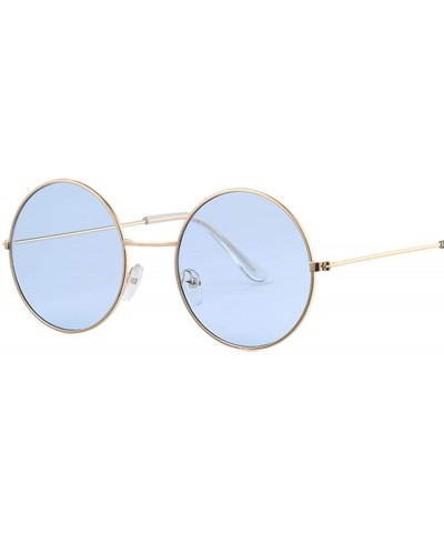 Round Fashion Bule Round Sunglasses Women Brand Designer Luxury Sun Glasses Cool Retro Female Oculos Gafas - Silver - C8197Y7...