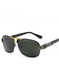 Square Polarized Sunglasses for Men UV400 Protection Mirror Lenses Square Eyewear - Golden/Black - CH12O061AL0 $19.27