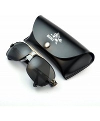 Square Polarized Sunglasses for Men UV400 Protection Mirror Lenses Square Eyewear - Golden/Black - CH12O061AL0 $19.27