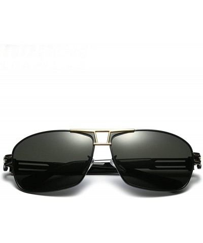 Square Polarized Sunglasses for Men UV400 Protection Mirror Lenses Square Eyewear - Golden/Black - CH12O061AL0 $19.27