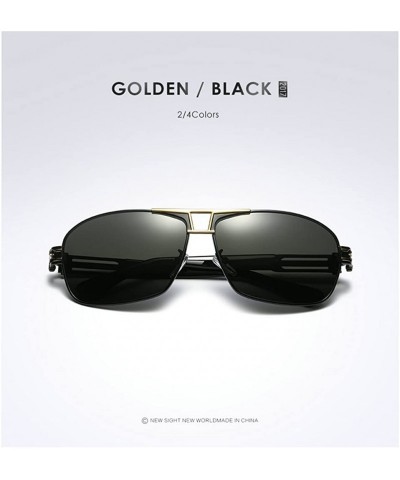 Square Polarized Sunglasses for Men UV400 Protection Mirror Lenses Square Eyewear - Golden/Black - CH12O061AL0 $19.27