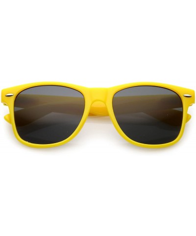 Wayfarer Modern Wide Arms Neutral Colored Square Lens Horn Rimmed Sunglasses 52mm - Yellow / Smoke - CY188K9MOY4 $18.20