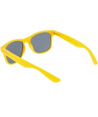Wayfarer Modern Wide Arms Neutral Colored Square Lens Horn Rimmed Sunglasses 52mm - Yellow / Smoke - CY188K9MOY4 $7.98