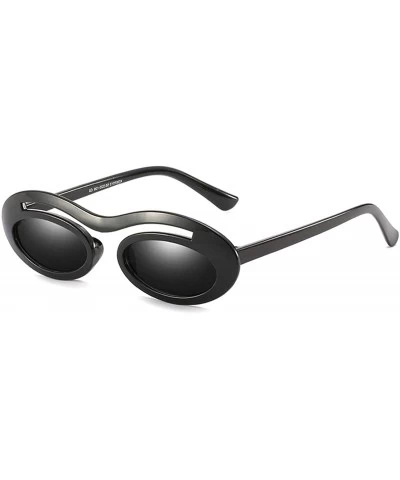 Oversized Classic Retro Oval Sunglasses for Unisex PC AC UV 400 Protection Sunglasses - Black - C518SARS7S0 $29.26