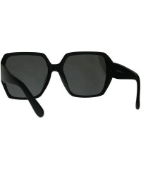 Oversized Womens Designer Style Sunglasses Oversized Square Retro Chic Mirror Lens UV400 - Matte Black (Silver Mirror) - CQ18...