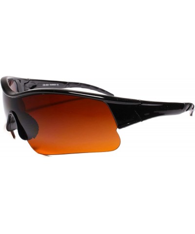 Sport Black Frame Wrap Around Blocker Lens Outdoor Driving Sport Sunglasses - Brown - CJ18UQKWZW5 $23.14