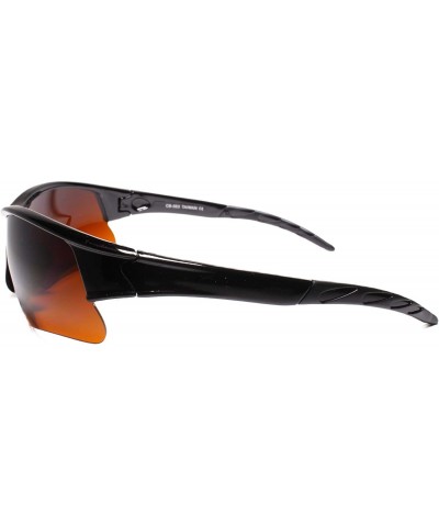 Sport Black Frame Wrap Around Blocker Lens Outdoor Driving Sport Sunglasses - Brown - CJ18UQKWZW5 $9.38