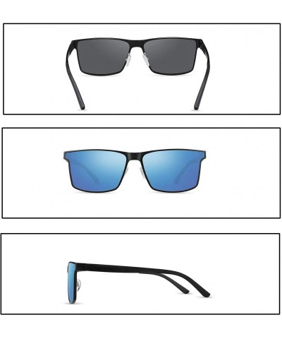 Rectangular Polarized Sunglasses Matte Finish Sun glasses Color Mirror Lens 100% UV Blocking - Blue1 - CB194CHYZSI $42.64