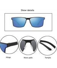 Rectangular Polarized Sunglasses Matte Finish Sun glasses Color Mirror Lens 100% UV Blocking - Blue1 - CB194CHYZSI $41.52
