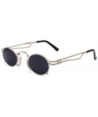 Oval Retro Steampunk Sunglasses Men Round Vintage Eyewear Summer Metal Frame Black Oval Sun Glasses - Gold Yellow - C718U5C3U...