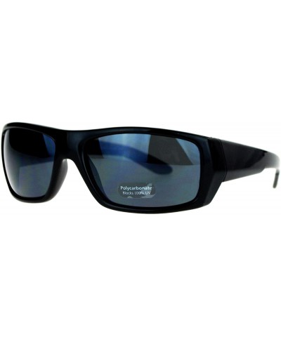 Rectangular Mens Classic Rectangular Frame Sunglasses Casual Stylish Shades UV 400 - Black - CR189206RDT $17.51