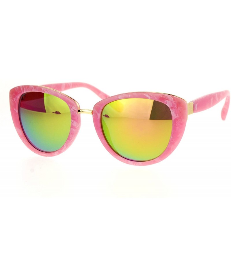 Oval Womens Fashion Sunglasses Oval Cateye Designer Style Shades - Pink Marble - C51876KW5X5 $8.13