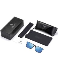Rectangular Polarized Sunglasses Matte Finish Sun glasses Color Mirror Lens 100% UV Blocking - Blue1 - CB194CHYZSI $41.52