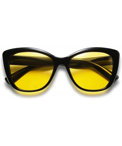 Round Polarized Vintage Sunglasses American Square Jackie O Cat Eye Sunglasses B2451 - Yellow - CW18T8UL0XO $27.25