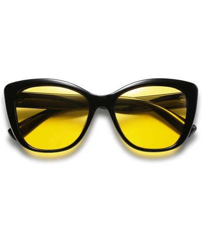 Round Polarized Vintage Sunglasses American Square Jackie O Cat Eye Sunglasses B2451 - Yellow - CW18T8UL0XO $10.97