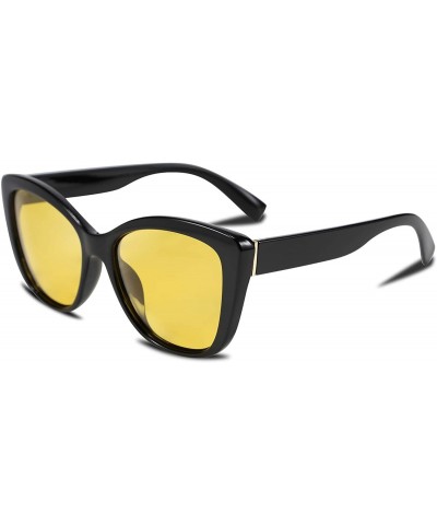 Round Polarized Vintage Sunglasses American Square Jackie O Cat Eye Sunglasses B2451 - Yellow - CW18T8UL0XO $10.97