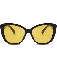 Round Polarized Vintage Sunglasses American Square Jackie O Cat Eye Sunglasses B2451 - Yellow - CW18T8UL0XO $10.97