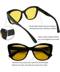 Round Polarized Vintage Sunglasses American Square Jackie O Cat Eye Sunglasses B2451 - Yellow - CW18T8UL0XO $10.97