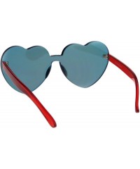 Rimless Monoblock Heart Shape Sunglasses Womens Fashion Mirror Lens UV 400 - Red - CU18GZO5WEH $12.89