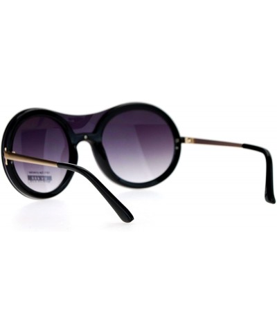 Shield Womens Unique Sunglasses Oversized Round Shield Full Lens Rimless Fashion - Black (Smoke) - CD1882XZSA2 $22.33