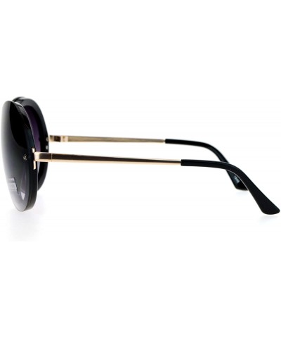 Shield Womens Unique Sunglasses Oversized Round Shield Full Lens Rimless Fashion - Black (Smoke) - CD1882XZSA2 $22.03