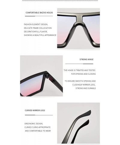 Oversized Women and Men Trendy Big Frame Meter Nail Sunglasses Fashion Siamese Square Sunglasses - Grat-1 - CM198DRARKO $22.40